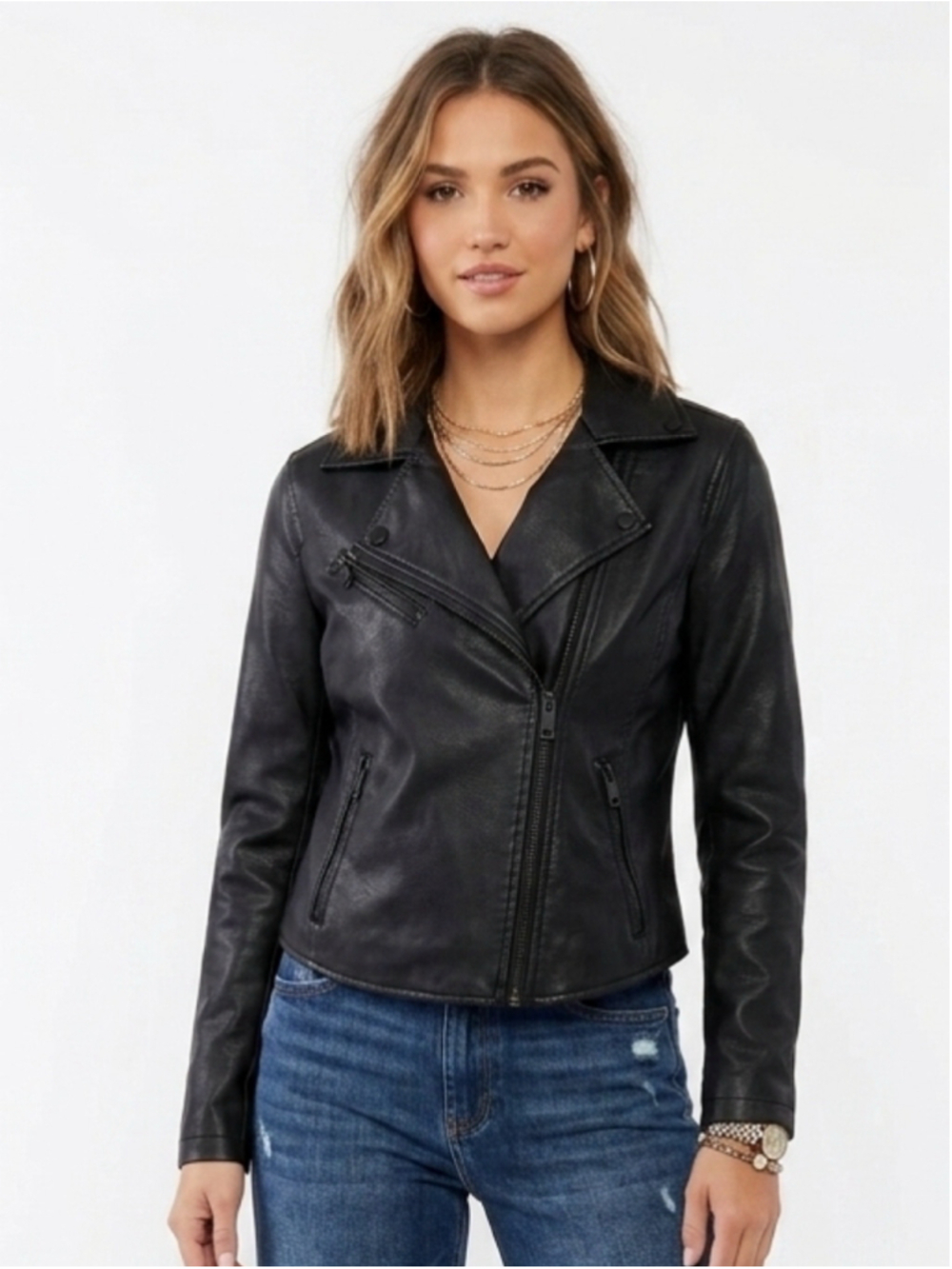 Women's Anthropologie Asymmetric Zip Faux Leather Moto Jacket XS Black